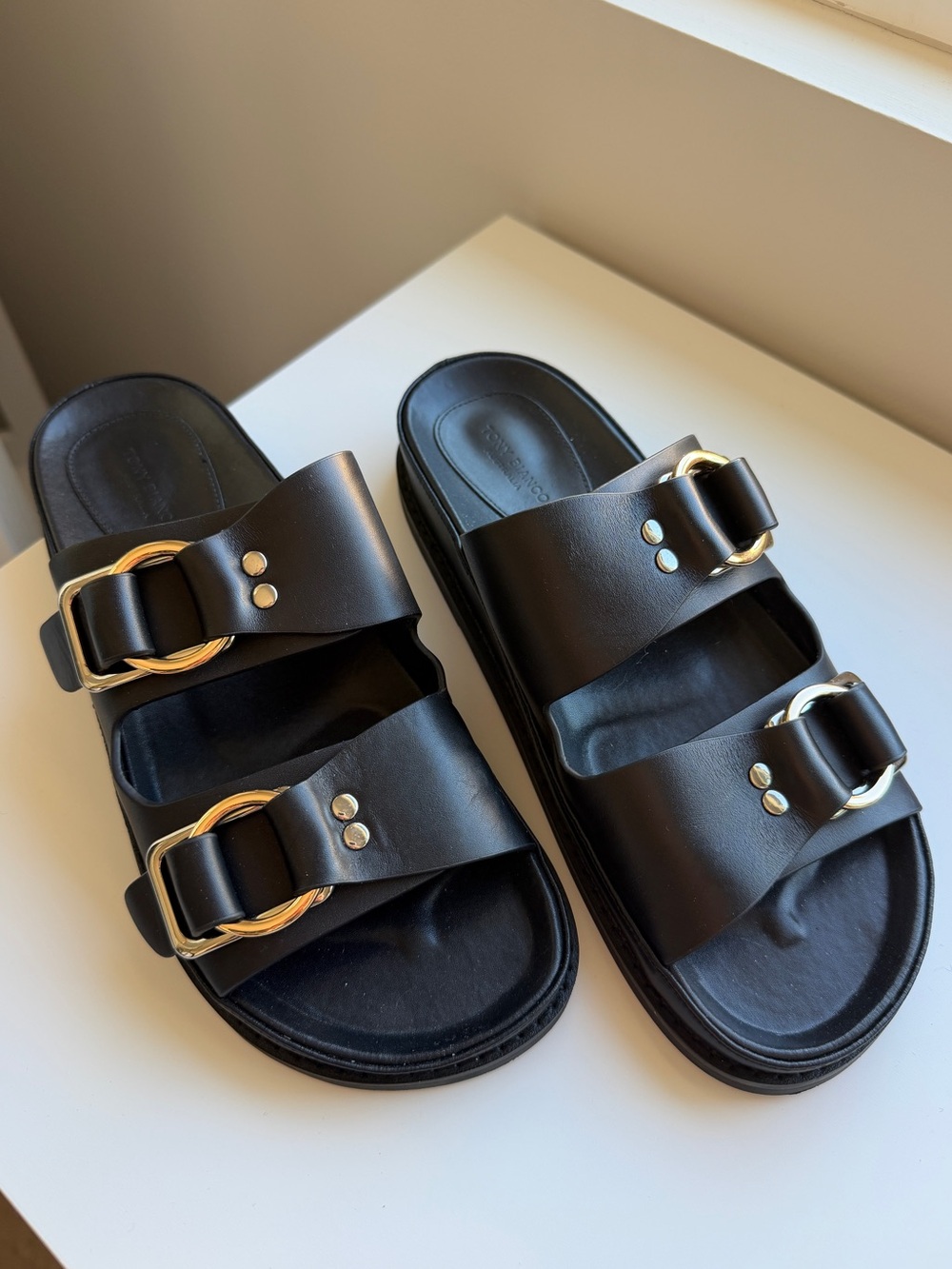 Tony Bianca Hunter Black Como Sandals size 39 (8.5)